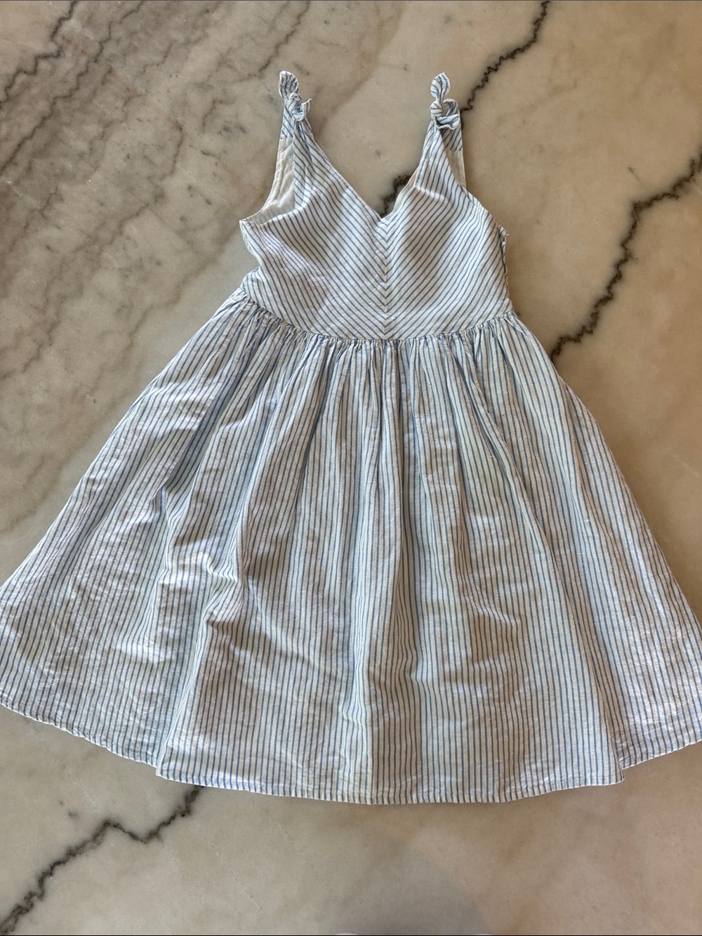 Girls' Blue and White Striped Summer Dress